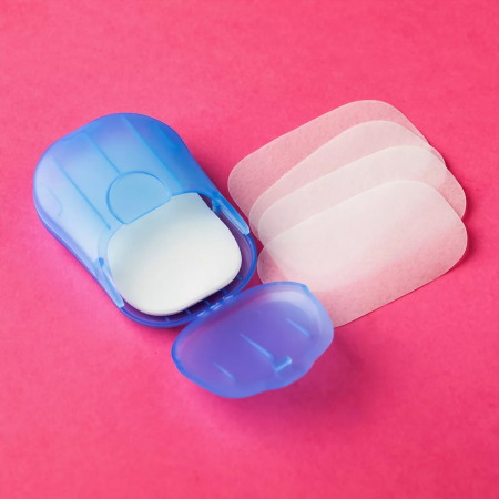 Mini Cutie de Sapun din Hartie, , de Unica Folosinta, Portabila, Potrivit pentru Calatorii, 20 buc, Albastru [5]