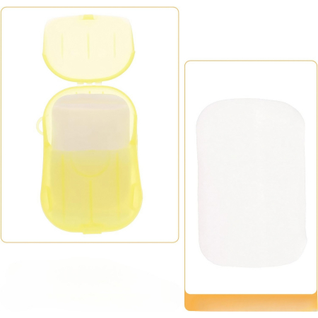 Mini Cutie de Sapun din Hartie, , de Unica Folosinta, Portabila, Potrivit pentru Calatorii, 20 foite, Galben [4]