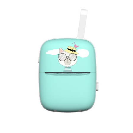 Mini Imprimanta Foto Portabila, , Incarcare USB, Bluetooth, Model Pisica, Print Alb-Negru, Albastru [4]
