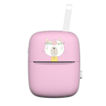 Jucarii si Jocuri - Mini Imprimanta Foto Portabila, , Incarcare USB, Bluetooth, Model Pisica, Print Alb-Negru, Roz