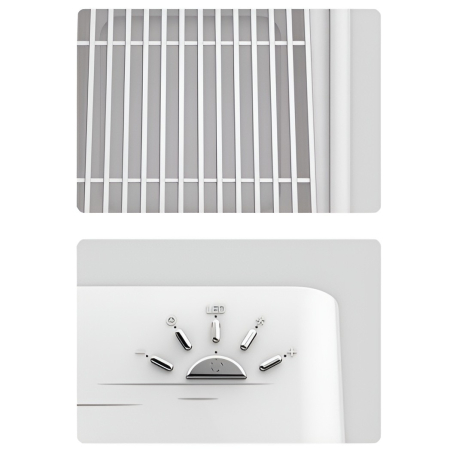Mini Incalzitor pentru Birou, , Incalzire si Racire, 1000-1200W, cu Lumini, cu Maner, Lungime Cablu 1.5 m, 3 Trepte de Temperatura, 15.3x13.8x22.5 cm, Alb [6]