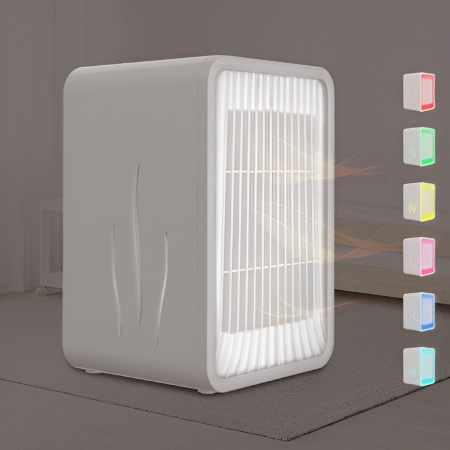 Mini Incalzitor pentru Birou, , Incalzire si Racire, 1000-1200W, cu Lumini, cu Maner, Lungime Cablu 1.5 m, 3 Trepte de Temperatura, 15.3x13.8x22.5 cm, Alb [8]