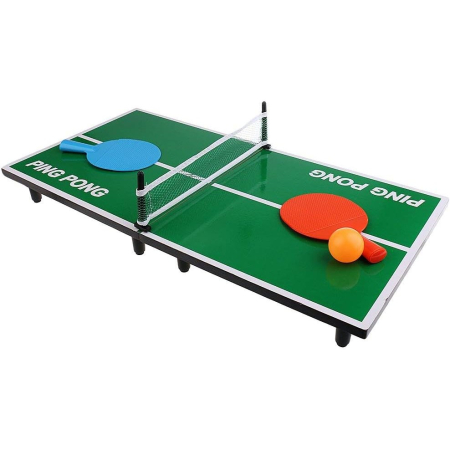 Mini Masa de Ping Pong , pentru interior, Material Lemn, 60 x 10 x 30 cm, 2 mingi, portabila, verde [3]