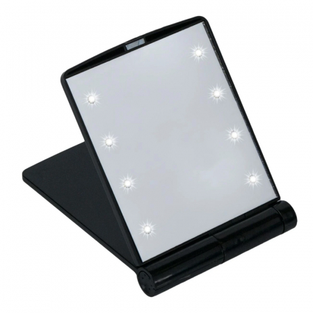 Mini Oglinda Portabila pentru Cosmetica, Make Up si Machiaj, cu 8 LED Integrate, Wireless, cu Baterie Inclusa, Negru [1]