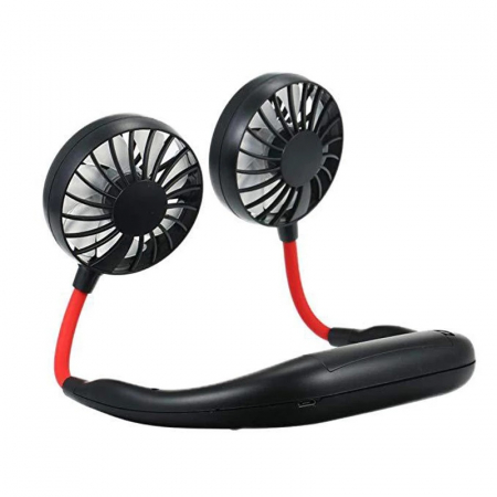 Mini Ventilator Dublu Portabil pentru Gat, 3 Trepte de Viteza, Cu Baterii, ABS, Eficienta Maxima Premium [7]