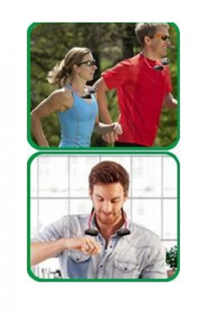 Mini Ventilator Dublu Portabil pentru Gat, 3 Trepte de Viteza, Cu Baterii, ABS, Eficienta Maxima Premium [4]