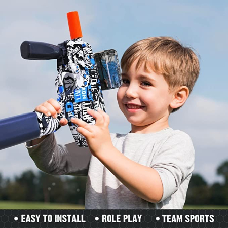 Mitraliera de jucarie electrica cu bile de hidrogen de gel, gun bluster, tragere in rafala, varsta peste 6 ani, ochelari de protectie, 5000 de bile incluse, cablu de incarcare, 40.1 x 31.6 cm, Mp9, albastru [2]