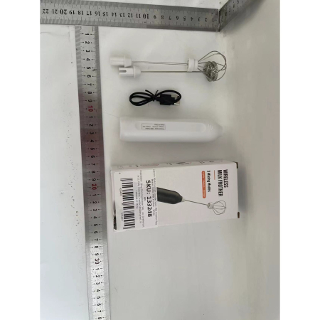 Mixer Spuma Lapte, , Electric cu Incarcare USB, Bauturi Calde/Reci, Maner Izolat Termic, Otel Inoxidabil, pentru Latte, Ciocolata Calda, Cappuccino, Frappe, Usor de Folosit, 2 Accesorii, Alb [2]