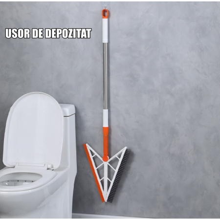 Mop Multifunctional, , Portocaliu, cu Racleta din Silicon, Maner Telescopic, Curatarea Eficienta a Tuturor Suprafetelor [7]
