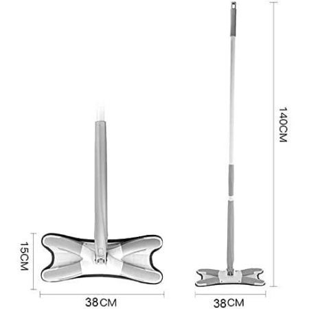 Mop Plat cu Laveta din Microfibra, , Pentru Uz Casnic, Sistem de Stoarcere X, Tija Telescopica 140 cm, Rotire 360°,38 x 140 cm, Verde [4]