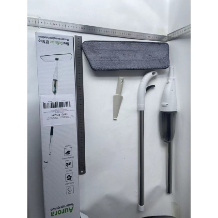 Mop plat, , cu pulverizator, pentru uz casnic, plastic, rezerva de mop din microfibra, 125x40 cm, Alb/Negru [6]