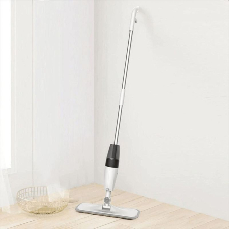 Mop plat, , cu pulverizator, pentru uz casnic, plastic, rezerva de mop din microfibra, 125x40 cm, Alb/Negru [4]