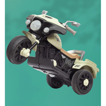 Motocicleta Electrica , cu Acumulator, cu Sistem Anti-Rasturnare, Sistem de Lumini si Muzica, Cutie de Depozitare, 1-8 Ani, 93 x 43 x 58 cm, Alb - Bej [4]
