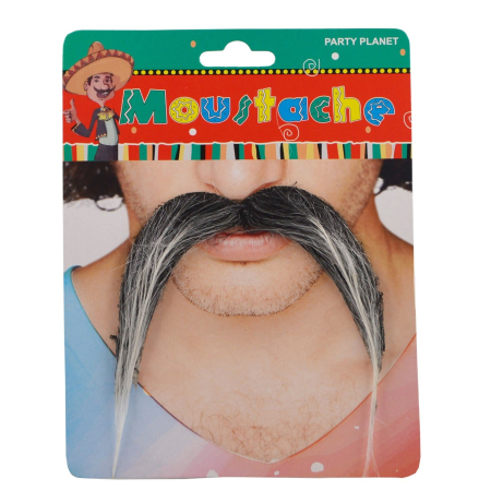 Costume si Deghizare - Mustata Falsa pentru Deghizari, , Petreceri Tematice, din Panza, Autoadeziv, 10 x 12 cm, Model Grizonat 3, Negru/Alb