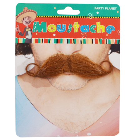 Costume si Deghizare - Mustata Falsa pentru Deghizari, , Petreceri Tematice, din Panza, Autoadeziv, 13 x 10 cm, Model Curbat, Maro