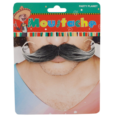 Costume si Deghizare - Mustata Falsa pentru Deghizari, , Petreceri Tematice, din Panza, Autoadeziv, 13 x 4 cm, Model Grizonat 1, Negru/Alb