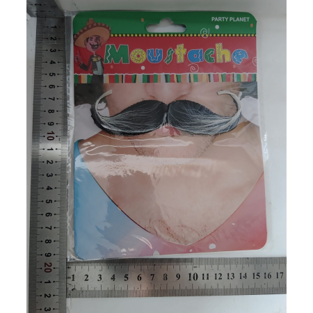 Mustata Falsa pentru Deghizari, , Petreceri Tematice, din Panza, Autoadeziv, 13 x 4 cm, Model Grizonat 1, Negru/Alb [5]