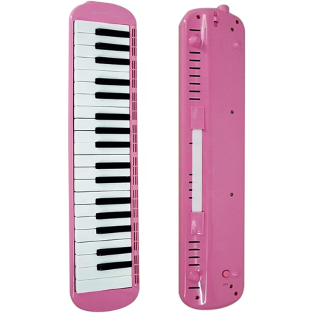 Muzicuta Melodica 32 Clape, , din ABS, pentru Incepatori, 45 x 13 x 7 cm, Include Husa si Suflator, Roz [2]