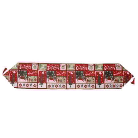 ✨TOATE PRODUSELE✨ - Napron Decorativ pentru Masa, , Model Merry Christmas, Tematica Craciun, 35 x 180 cm, Rosu/Verde