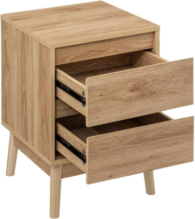 Noptiera 5Five Abana cu 2 sertare, PAL, finisaj stejar, 40x40x56 cm, bej [4]