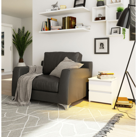 Noptiera cu 2 sertare, din PAL laminat, 40x35x40 cm, alb mat [5]