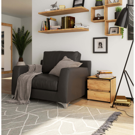 Noptiera cu 2 sertare, din PAL laminat, 40x35x40 cm, stejar craft [3]