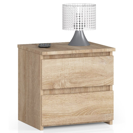 AKORD Mobilier - Noptiera cu 2 sertare, din PAL laminat, 40x35x40 cm, stejar sonoma