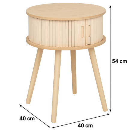 Noptiera rotunda Atmosphera Nysos cu 2 usi glisante si raft interior, 40x54 cm, crem natur [10]