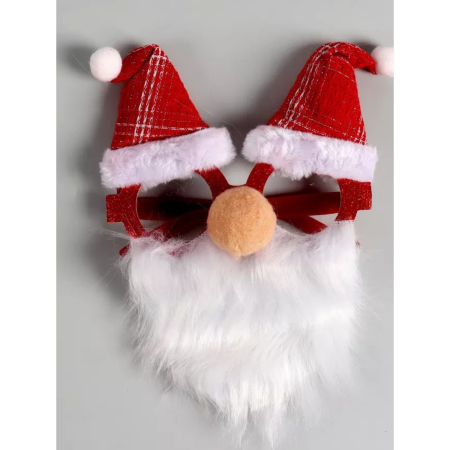 Ochelari de Craciun, , cu Nas si Barba, Model Mos Craciun, 24x14cm, Rosu [3]