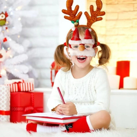 Ochelari de Craciun, , cu Nas si Barba, Model Mos Craciun, 24x14cm, Rosu [4]