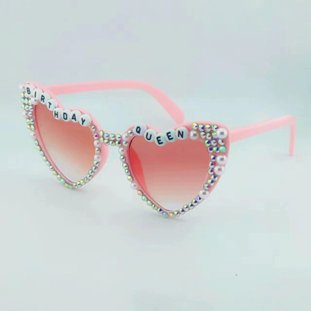 Ochelari Decorativi, , Model Birthday Queen, cu Diamante, pentru Aniversari, din PC, 15.3 x 5.7 x 14.5 cm, Roz [4]