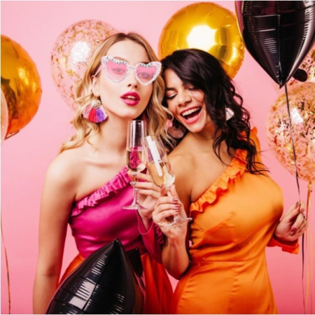 Ochelari Decorativi, , Model Birthday Queen, cu Perle si Pietre, pentru Aniversari, din PC, 15.3 x 5.7 x 14.5 cm, Roz [1]