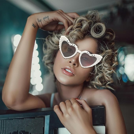 Ochelari Decorativi, , Model Bride to Be, cu Perle, pentru Nunta, din PC, 15.3 x 5.7 x 14.5 cm, Alb [4]