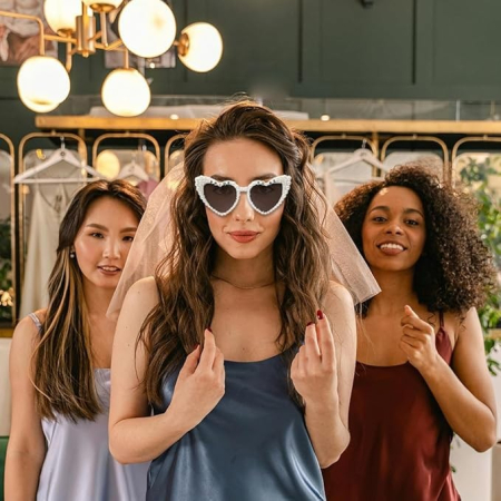 Ochelari Decorativi, , Model Bride to Be, cu Perle si Diamante, pentru Nunta, din PC, 15.3 x 5.7 x 14.5 cm, Alb [3]