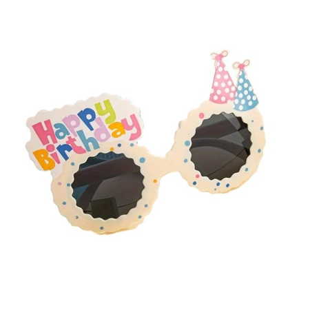 Accesorii Petrecere - Ochelari Decorativi, , pentru Petrecere, din ABS, Unisex, Model Happy Birthday, 13.5 x 8.5 cm, Bej