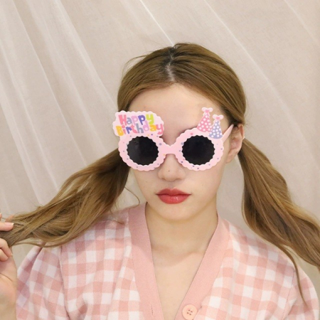 Ochelari Decorativi, , pentru Petrecere, din ABS, Unisex, Model Happy Birthday, 13.5 x 8.5 cm, Roz [2]