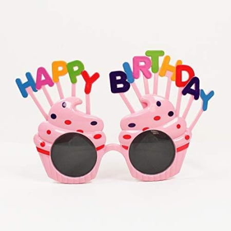 Ochelari Happy Birthday, , Tematica Aniversare, Protectie Soare, din Plastic, Model Prajiturele, 18.5x11.5 cm, Roz [7]