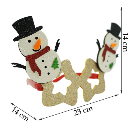 Ochelari petrecere de Craciun, forma de Stea cu Om de Zapada, Bej, din Plastic si Poliester,  [4]