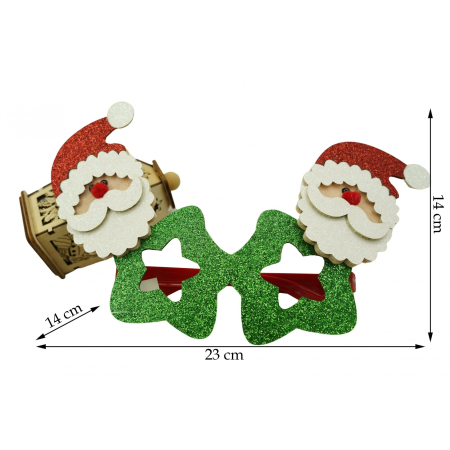 Ochelari petrecere de Craciun, tip Stea cu Mos Craciun, Verde, din Plastic si Poliester,  [5]