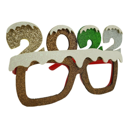 Decoratiuni Craciun - Ochelari petrecere de Revelion, 2022, Maro, din Plastic si Poliester, 
