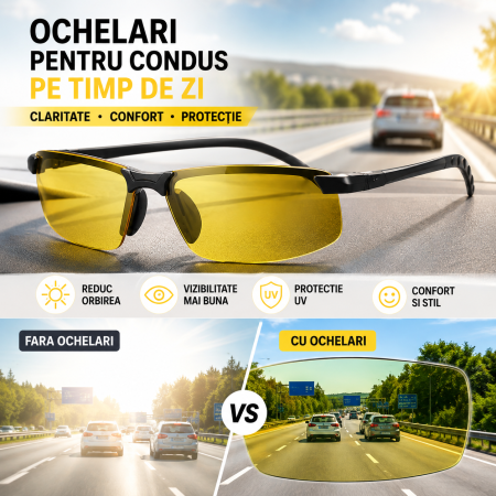 Sport & Activitati in Aer Liber - Ochelari Polarizati pentru Condus cu Lentile Galbene UV400 ORIGINAL DEALS