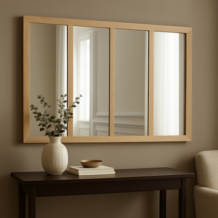 Oglinda Atmosphera Nae cu rama din lemn paulownia, 116x76 cm, montaj vertical/orizontal, natur [4]