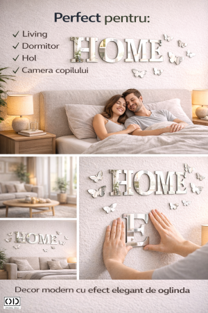 Oglinda Decorativa Text HOME cu Fluturasi Set 34 Bucati – ORIGINAL DEALS [4]