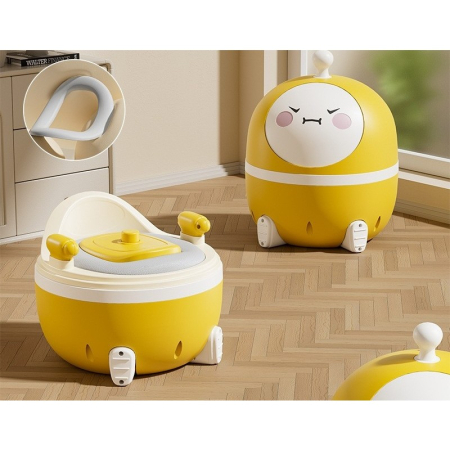 Olita 2in1, , Model Ou, cu Reductor WC, din Plastic, cu Muzica si Lumini, 29 x 29 x 22 cm, Galben [1]