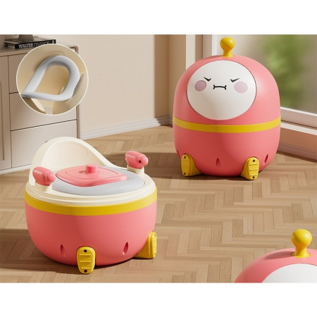 Olita 2in1, , Model Ou, cu Reductor WC, din Plastic, cu Muzica si Lumini, 29 x 29 x 22 cm, Roz [1]