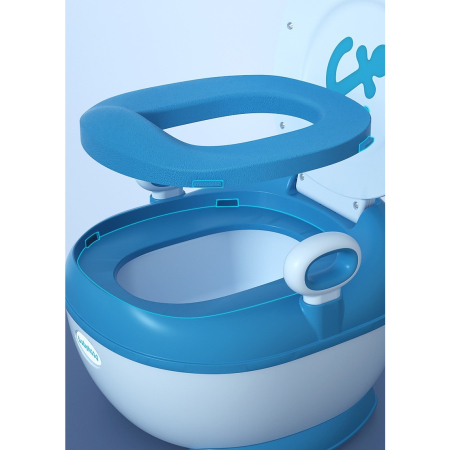 Olita pentru Copii, , +1an, Portabila, Design cu Ancora, cu Capac, Model Prietenos, Non-Toxic, Compartiment Detasabil, cu Manere, cu 4 Picioare, Usor de Curatat, 46*33*32 cm, Albastru [1]