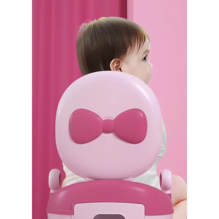 Olita pentru Copii, , +1an, Portabila, Design cu Fundita, cu Capac, Model Prietenos, Non-Toxic, Compartiment Detasabil, cu Manere, cu 4 Picioare, Usor de Curatat, 46*33*32 cm, Roz [5]