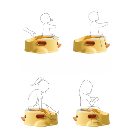 Olita pentru Copii, , +1an, Portabila, Design Ratusca, Model Prietenos, Non-Toxic, Compartiment Detasabil, cu Maner, Usor de Curatat, Galben [10]