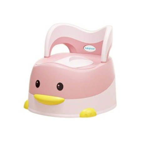 Articole pentru baie - Olita pentru Copii, , +6 luni, Detasabila, cu Capac, Antiderapanta, din Plastic, Colac Moale, Model Ratusca, 38x32x30 cm. Roz