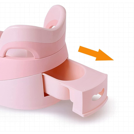 Olita pentru Copii, , +6 luni, Detasabila, cu Capac, Antiderapanta, din Plastic, Colac Moale, Model Ratusca, 38x32x30 cm. Roz [1]